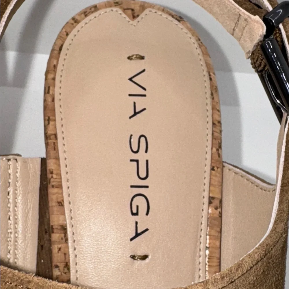 Via Spiga Kezia Brown Suede Platform Wedge Sandals Women’s 9.5 - Picture 4 of 11